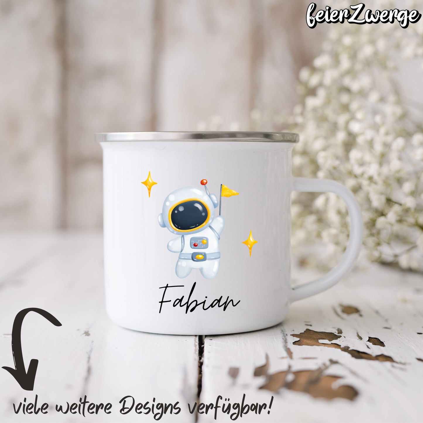 Emaille Tasse Astronauten