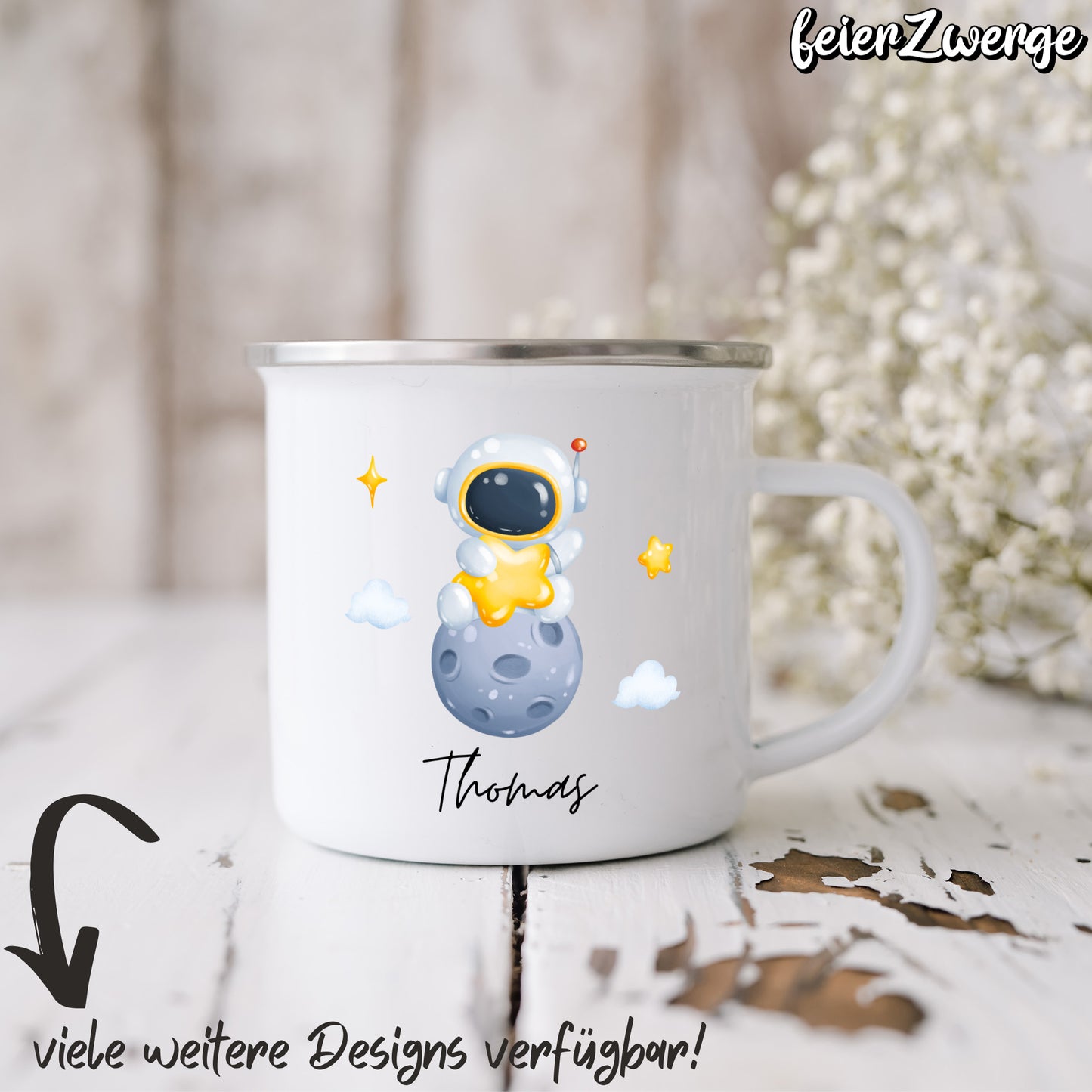 Emaille Tasse Astronauten
