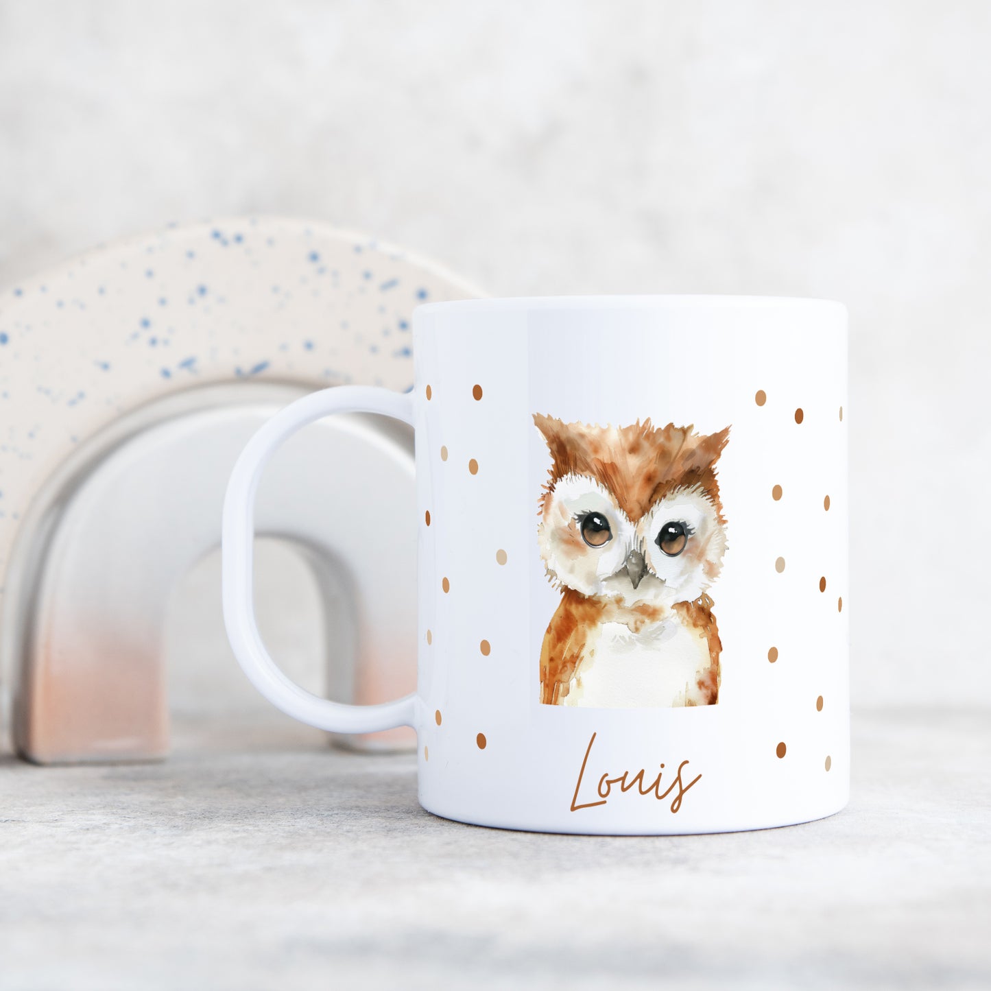 Kunststofftasse Waldtiere Punkte