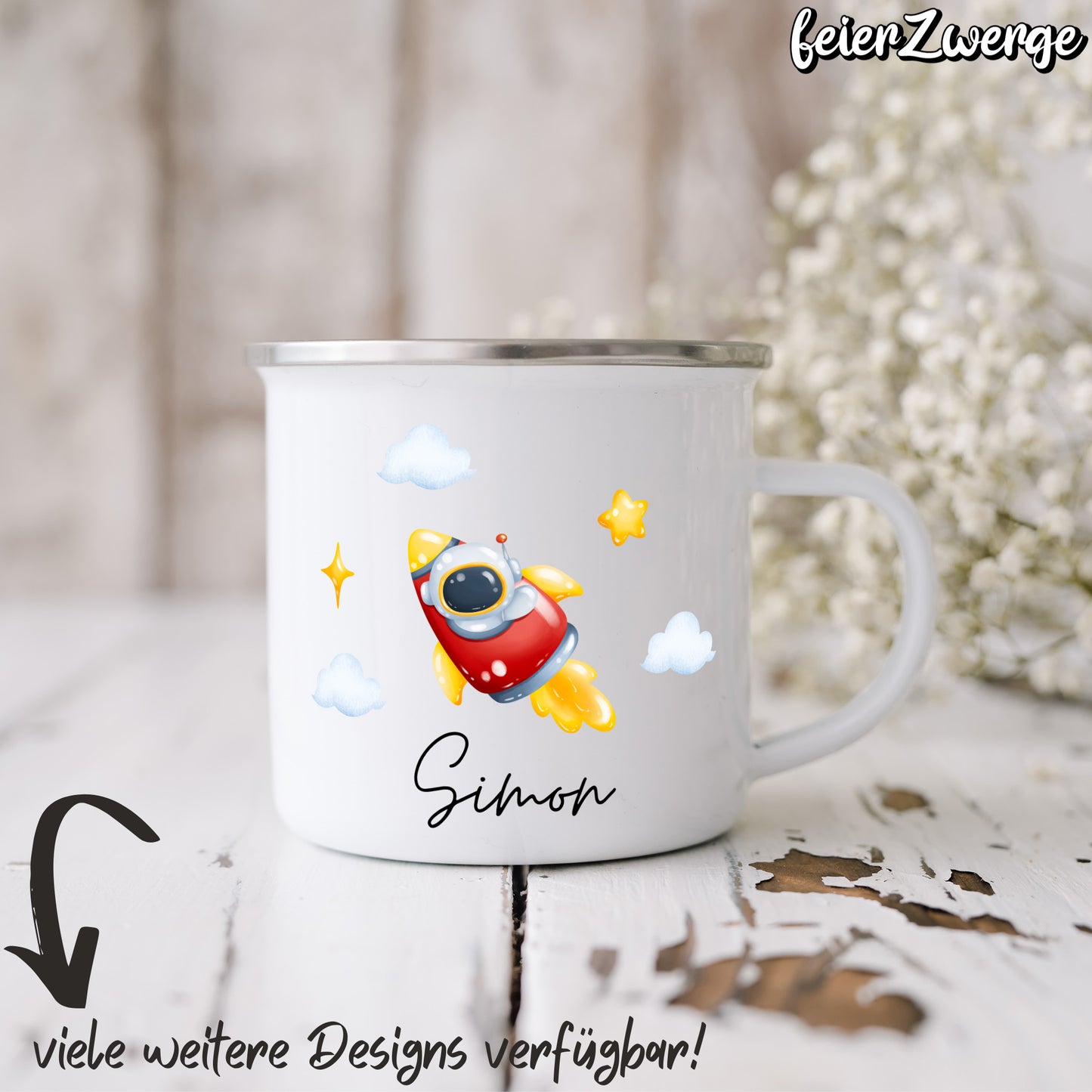 Emaille Tasse Astronauten