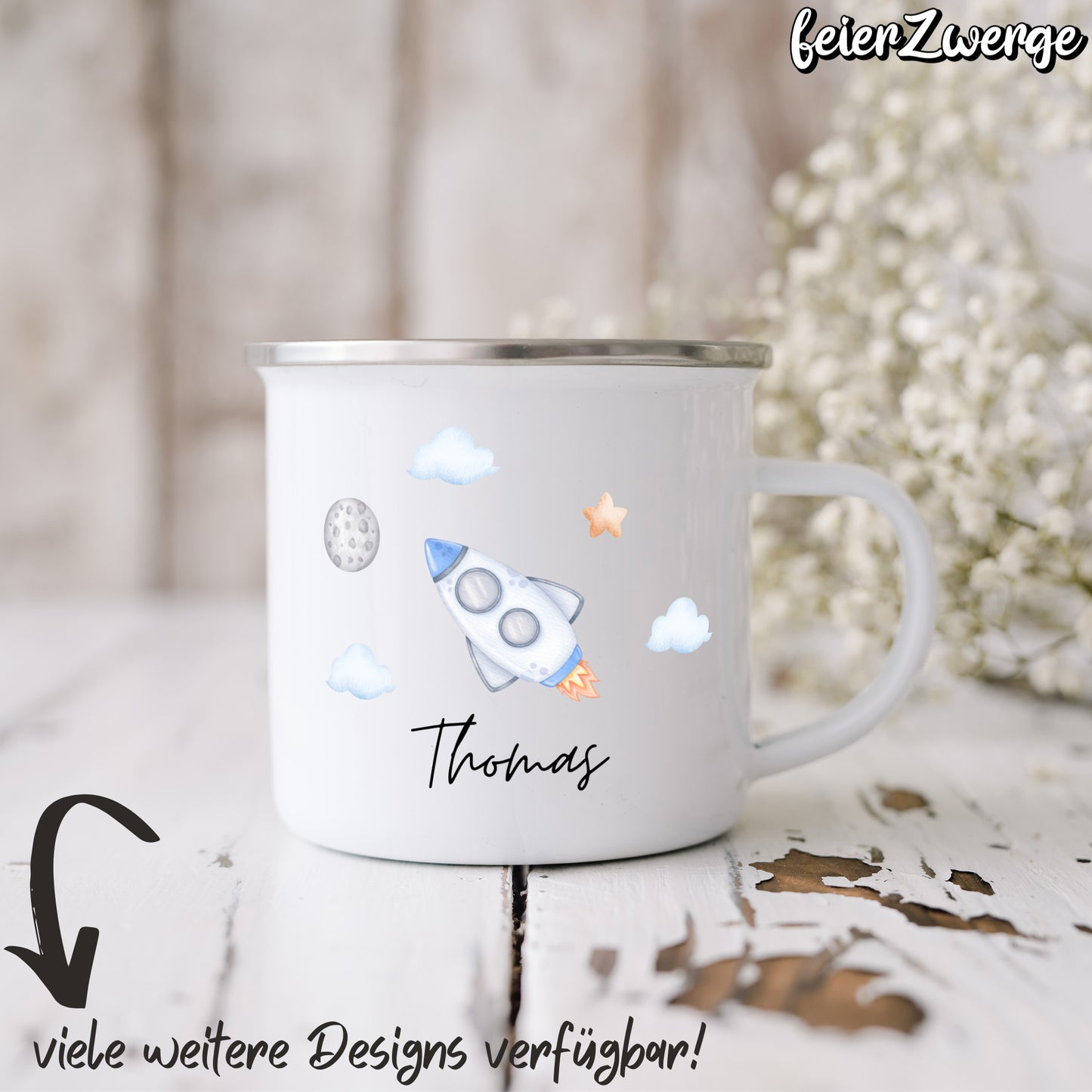 Emaille Tasse Astronauten