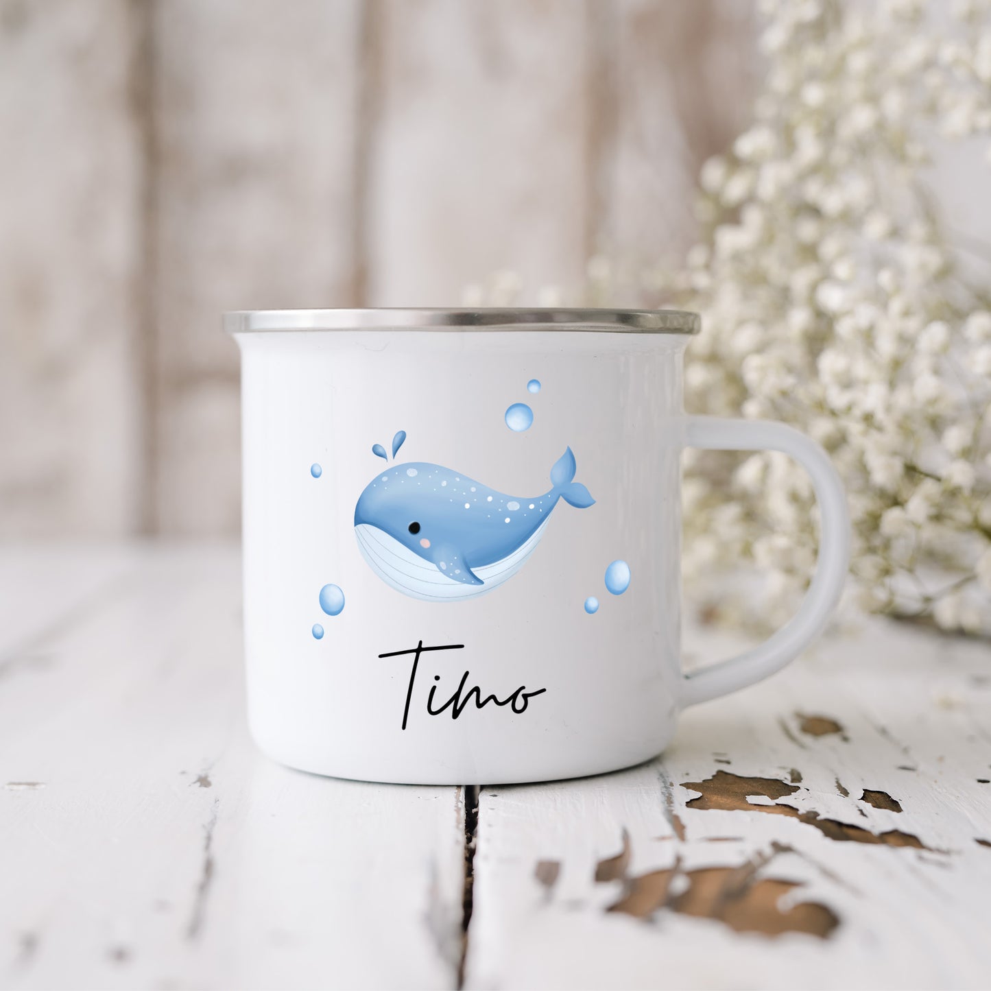 Emaille Tasse Wassertiere