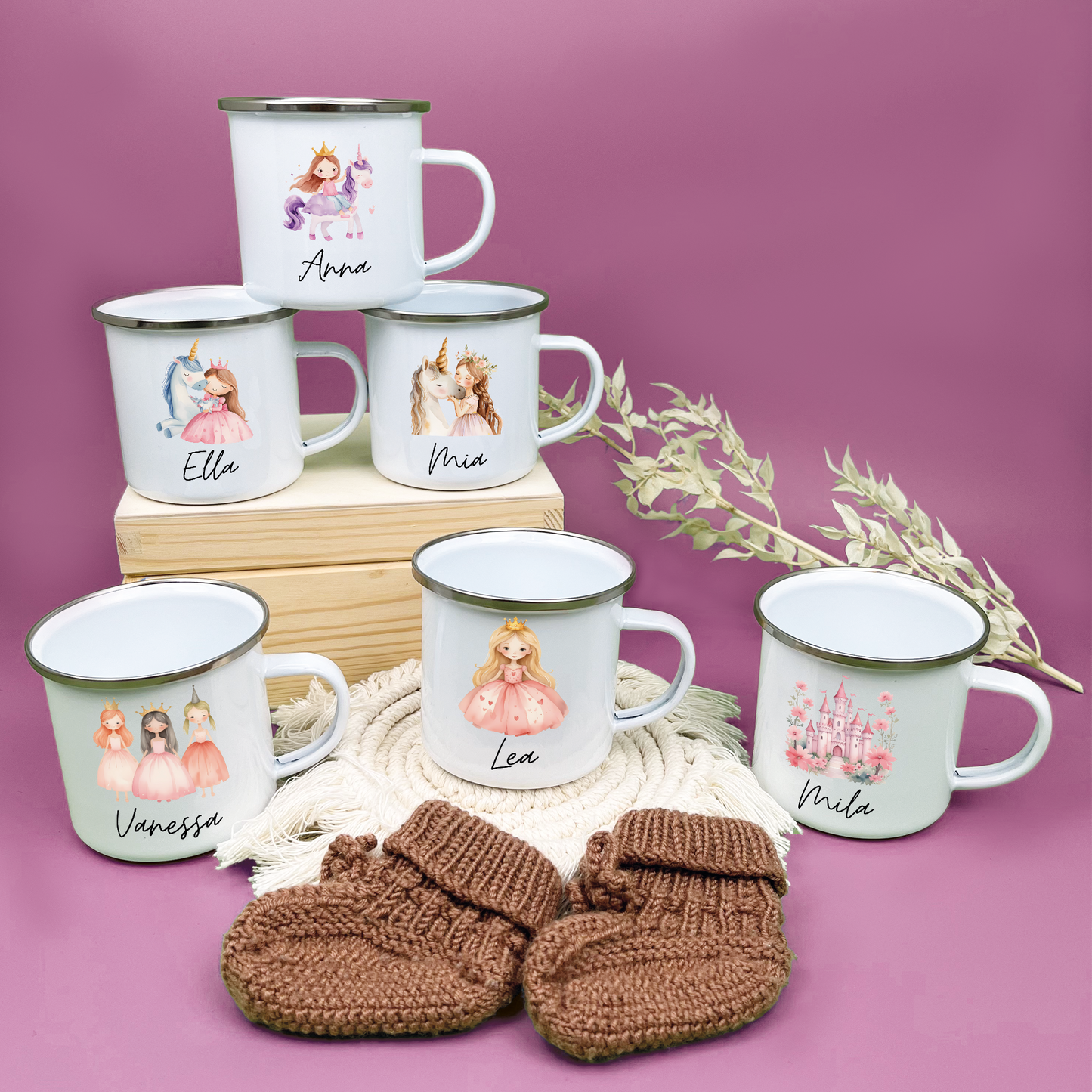 Emaille Tasse Prinzessinnen