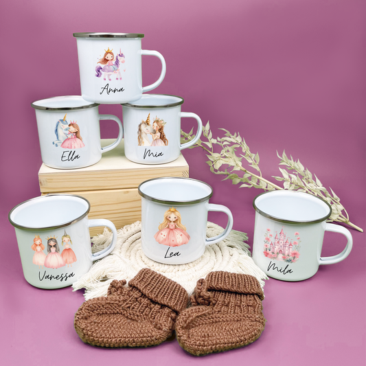 Emaille Tasse Prinzessinnen