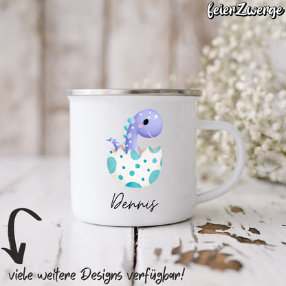Emaille Tasse Dinosaurier