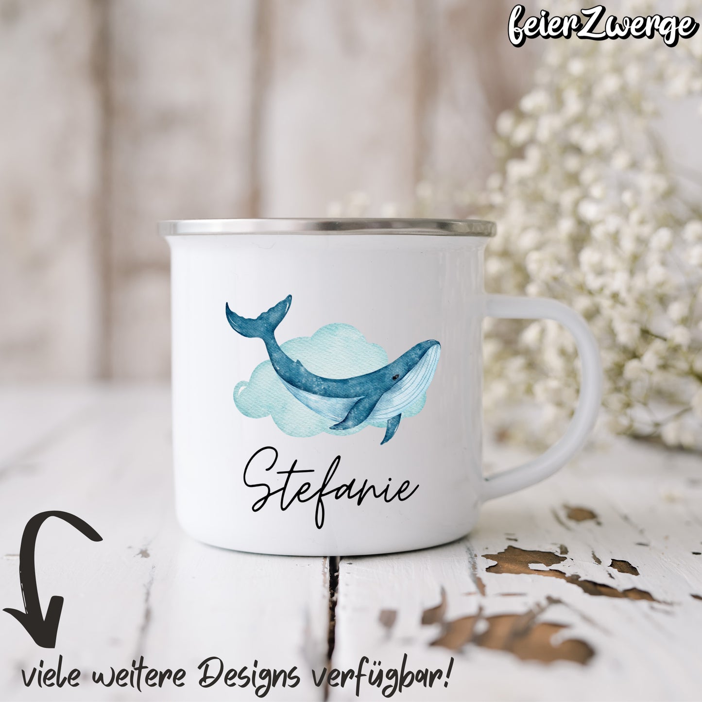 Emaille Tasse Meerestiere