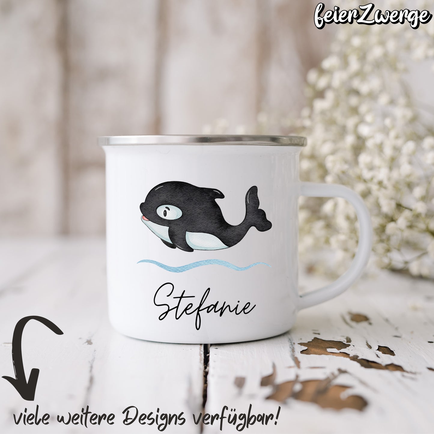 Emaille Tasse Meerestiere