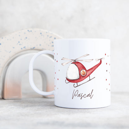 Kunststofftasse Feuerwehr mit Punkten