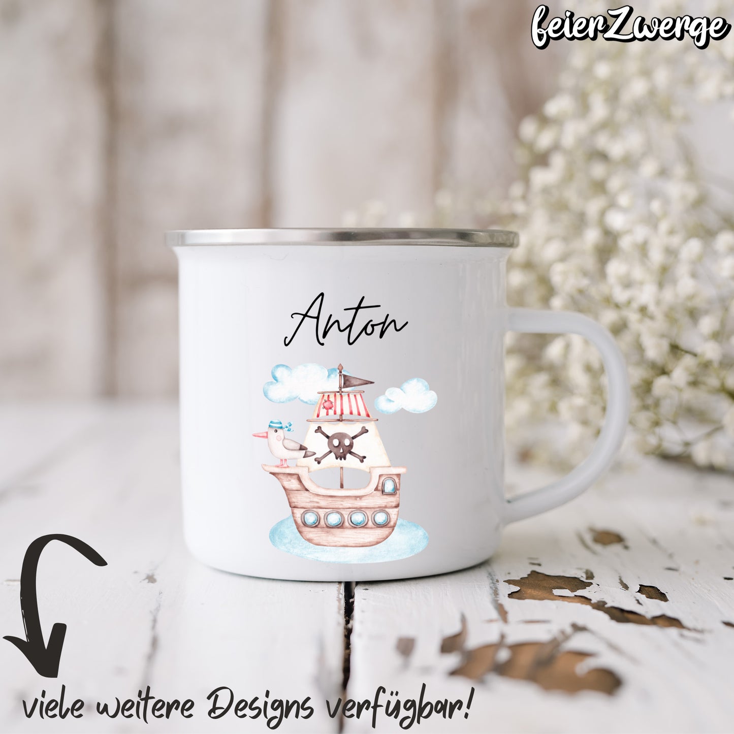 Emaille Tasse Piraten