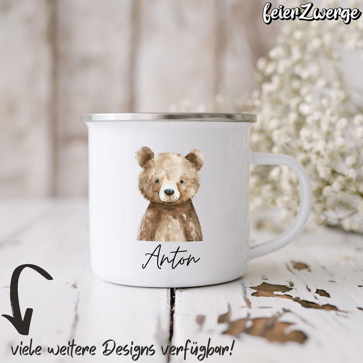 Emaille Tasse Waldtiere