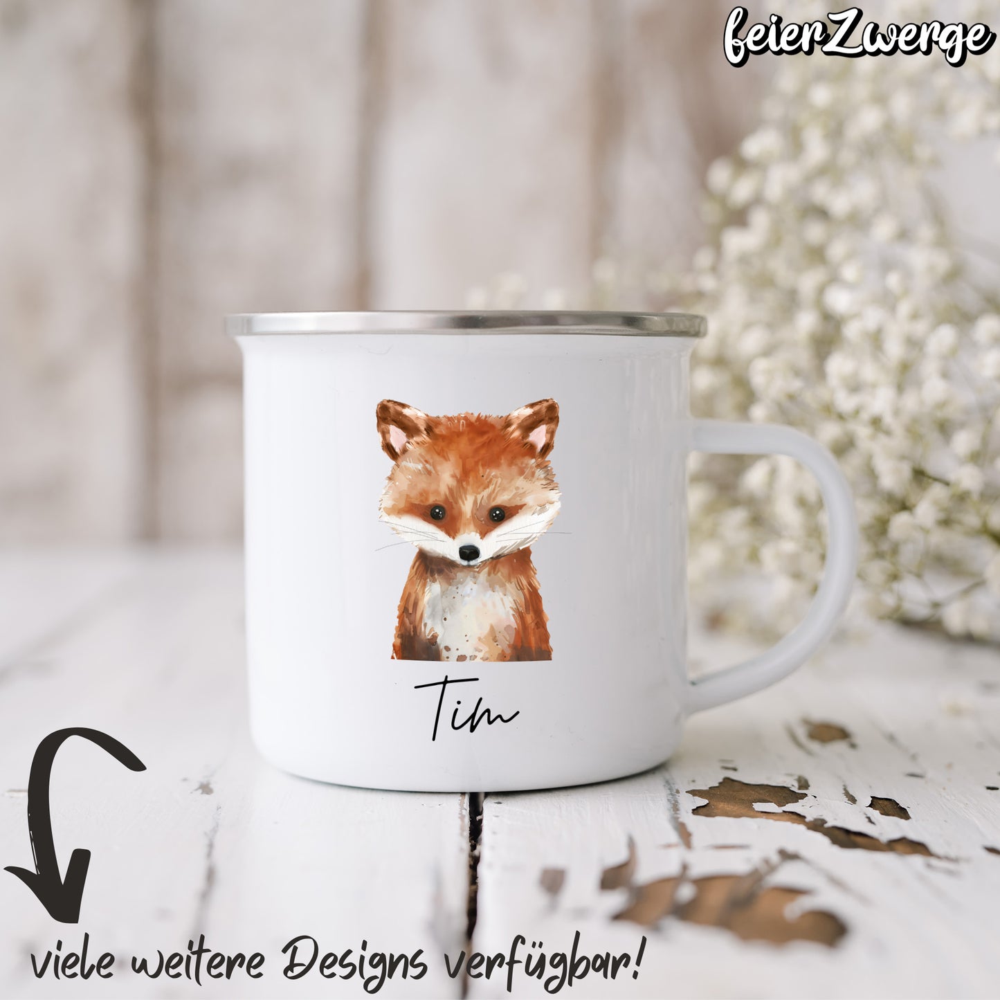 Emaille Tasse Waldtiere