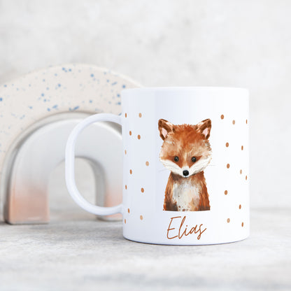 Kunststofftasse Waldtiere Punkte