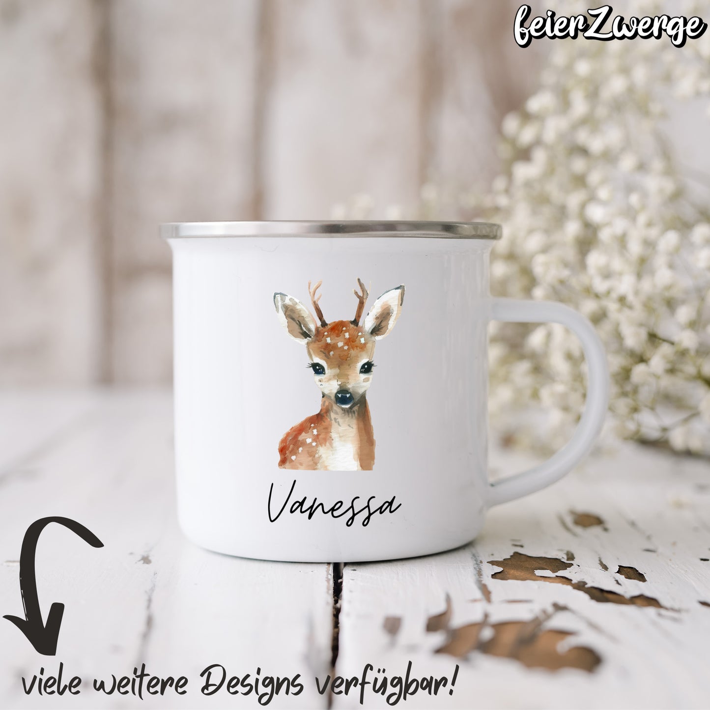 Emaille Tasse Waldtiere