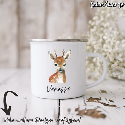 Emaille Tasse Waldtiere