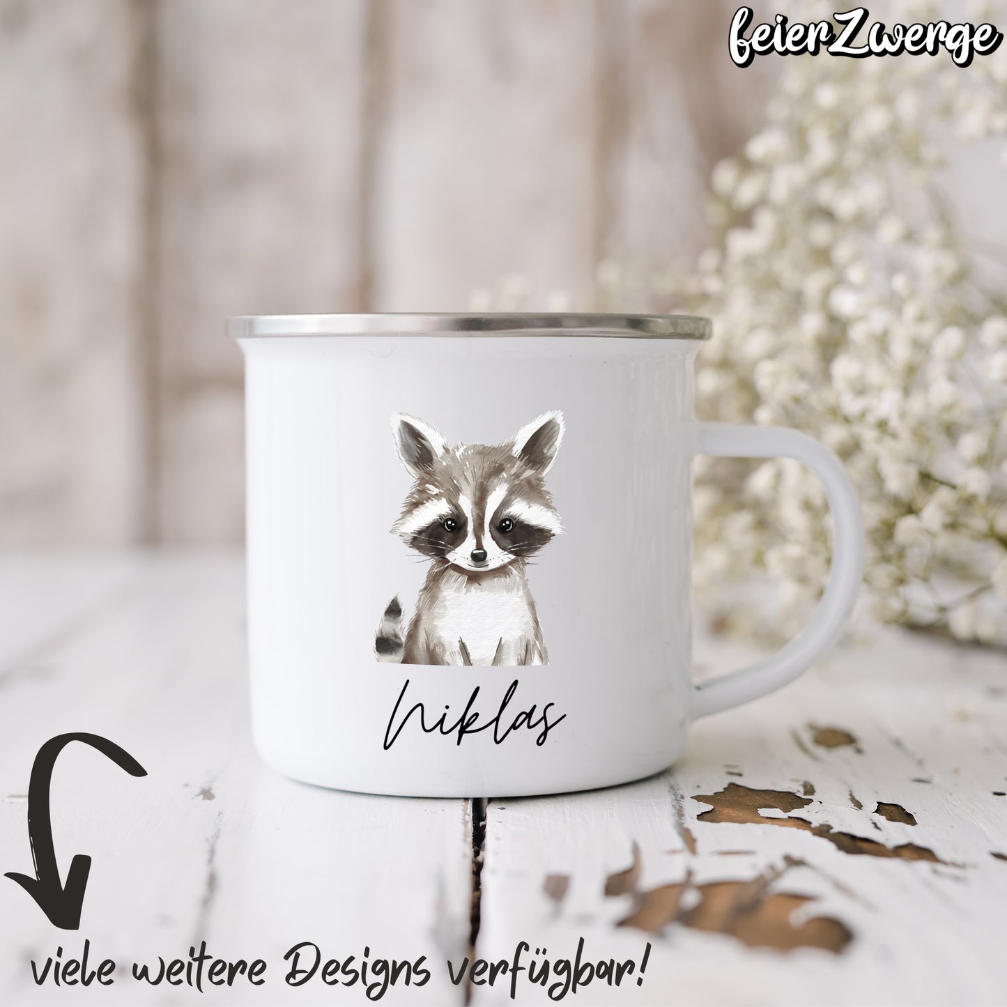 Emaille Tasse Waldtiere