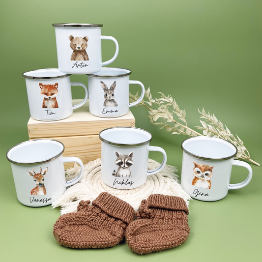 Emaille Tasse Waldtiere