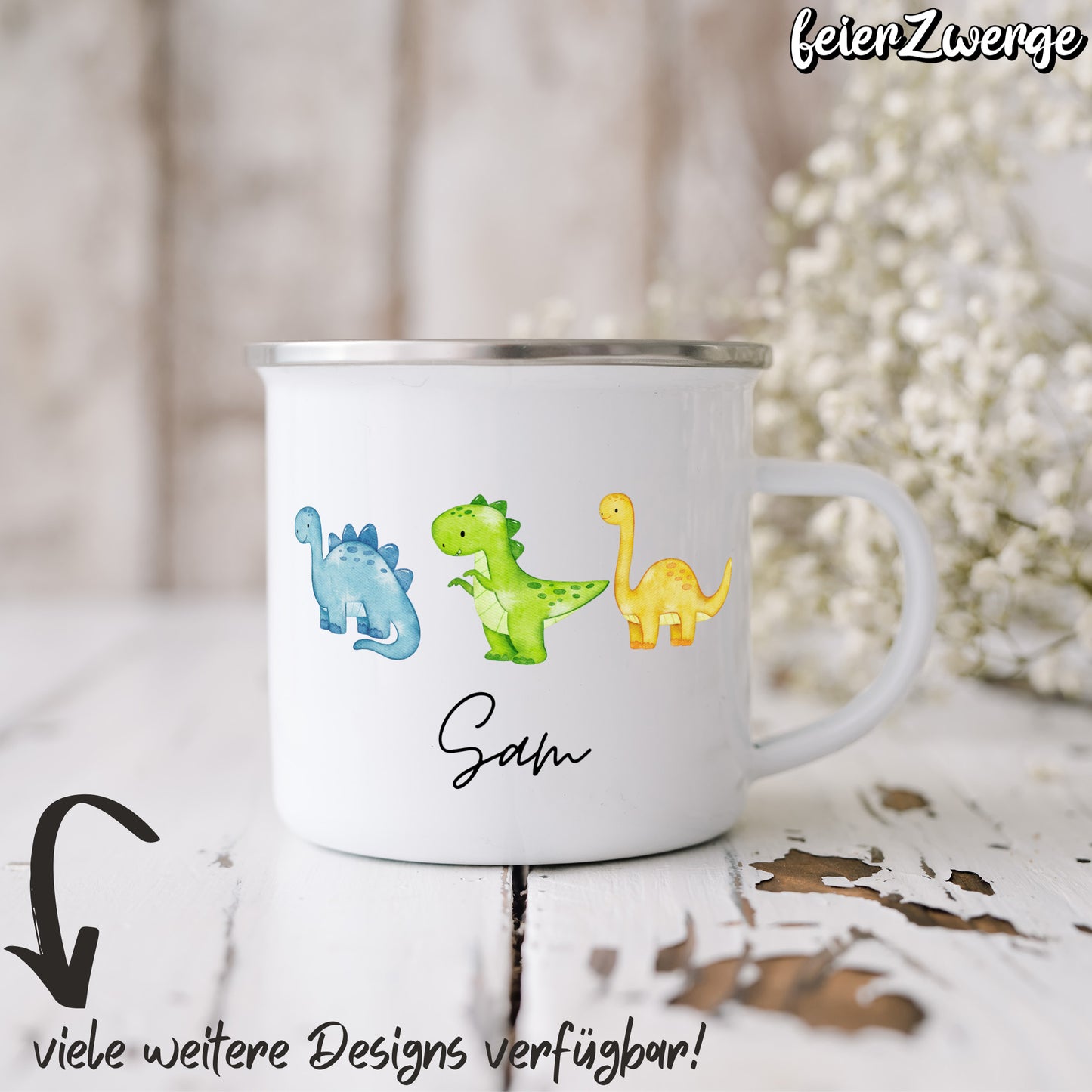 Emaille Tasse Dino Elefanten