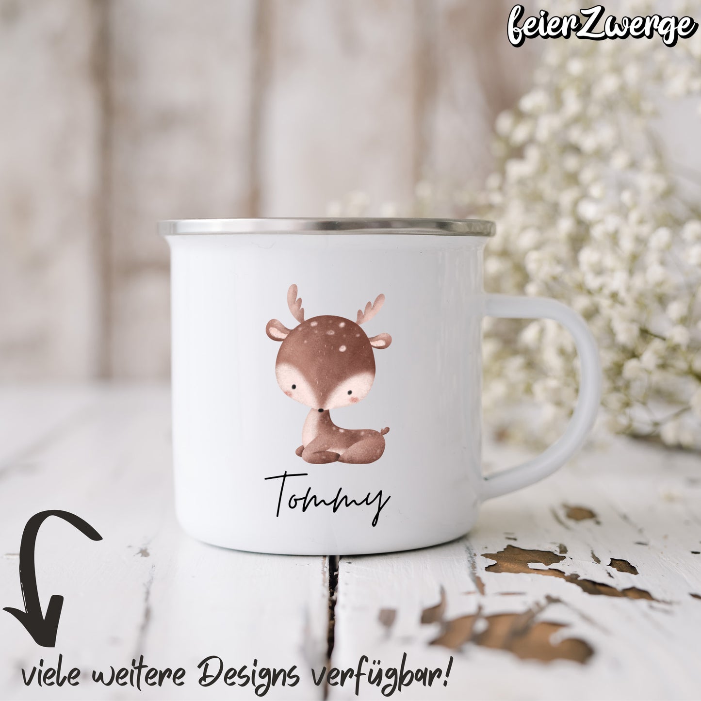 Emaille Tasse Waldtiere