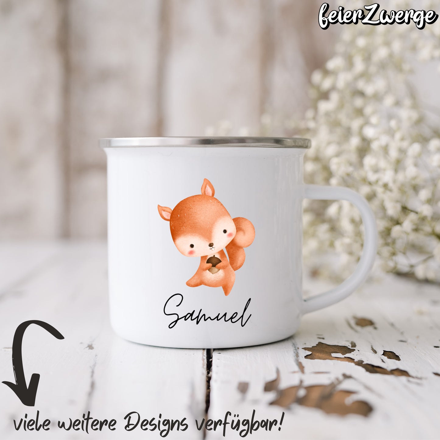 Emaille Tasse Waldtiere