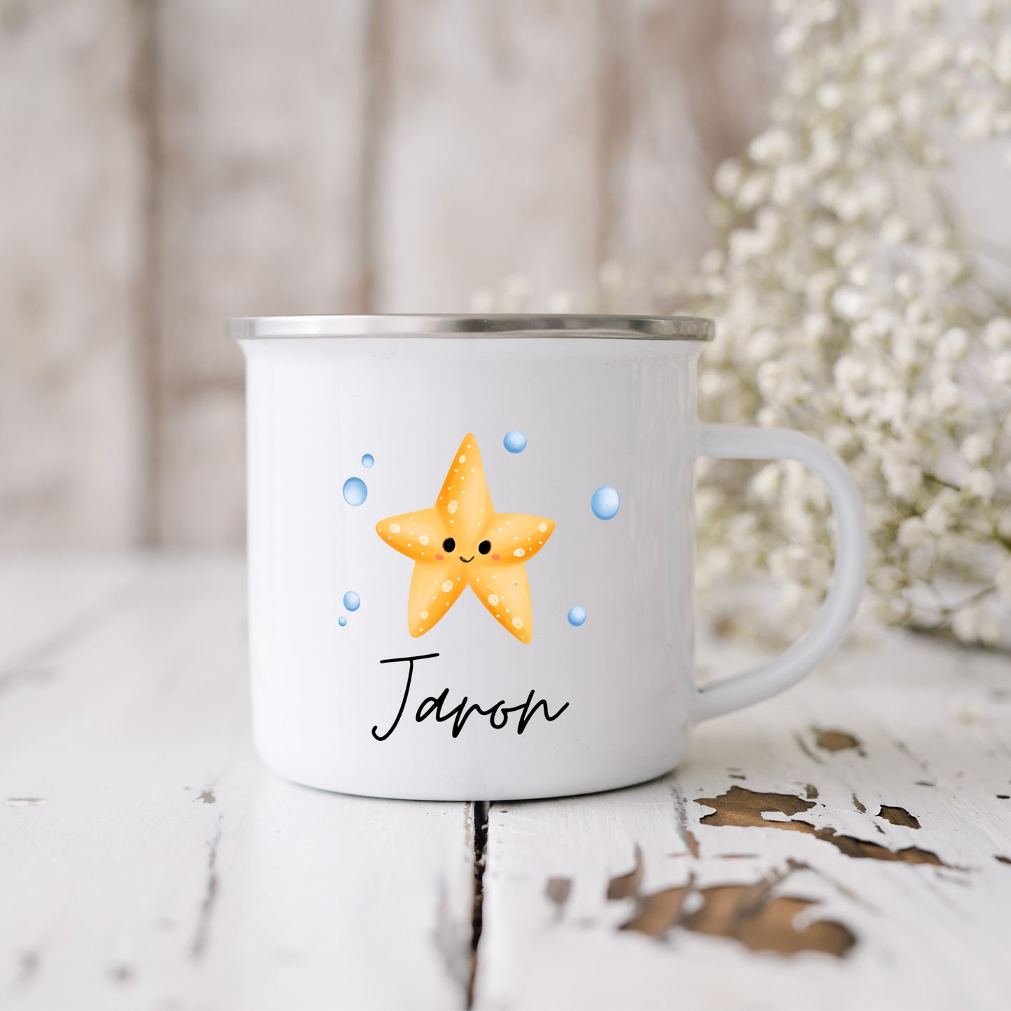 Emaille Tasse Wassertiere