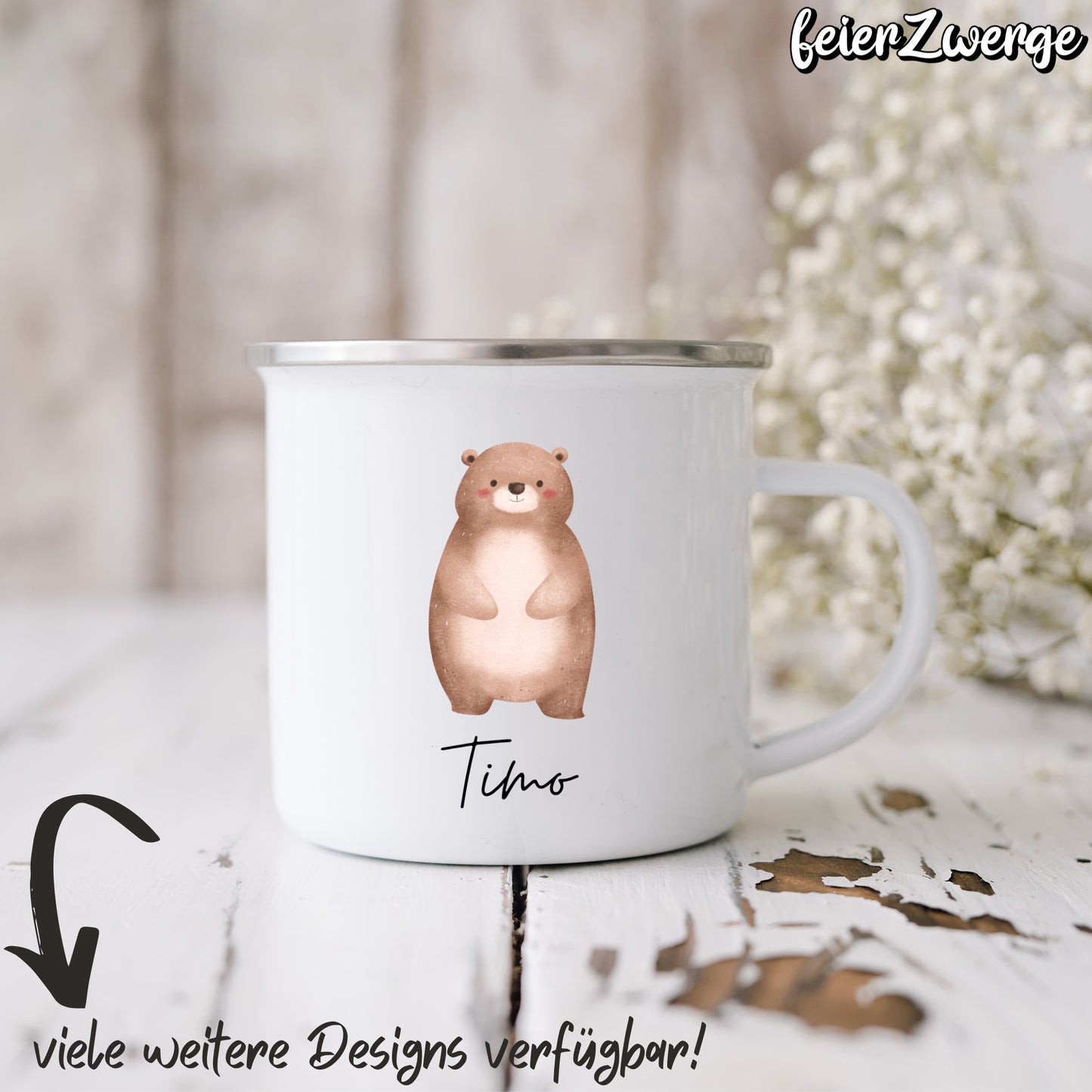 Emaille Tasse Waldtiere
