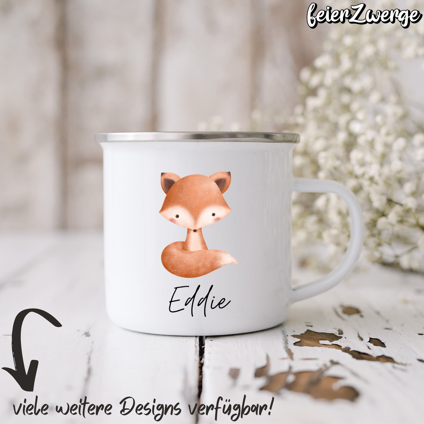 Emaille Tasse Waldtiere
