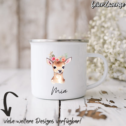 Emaille Tasse Waldtiere niedlich