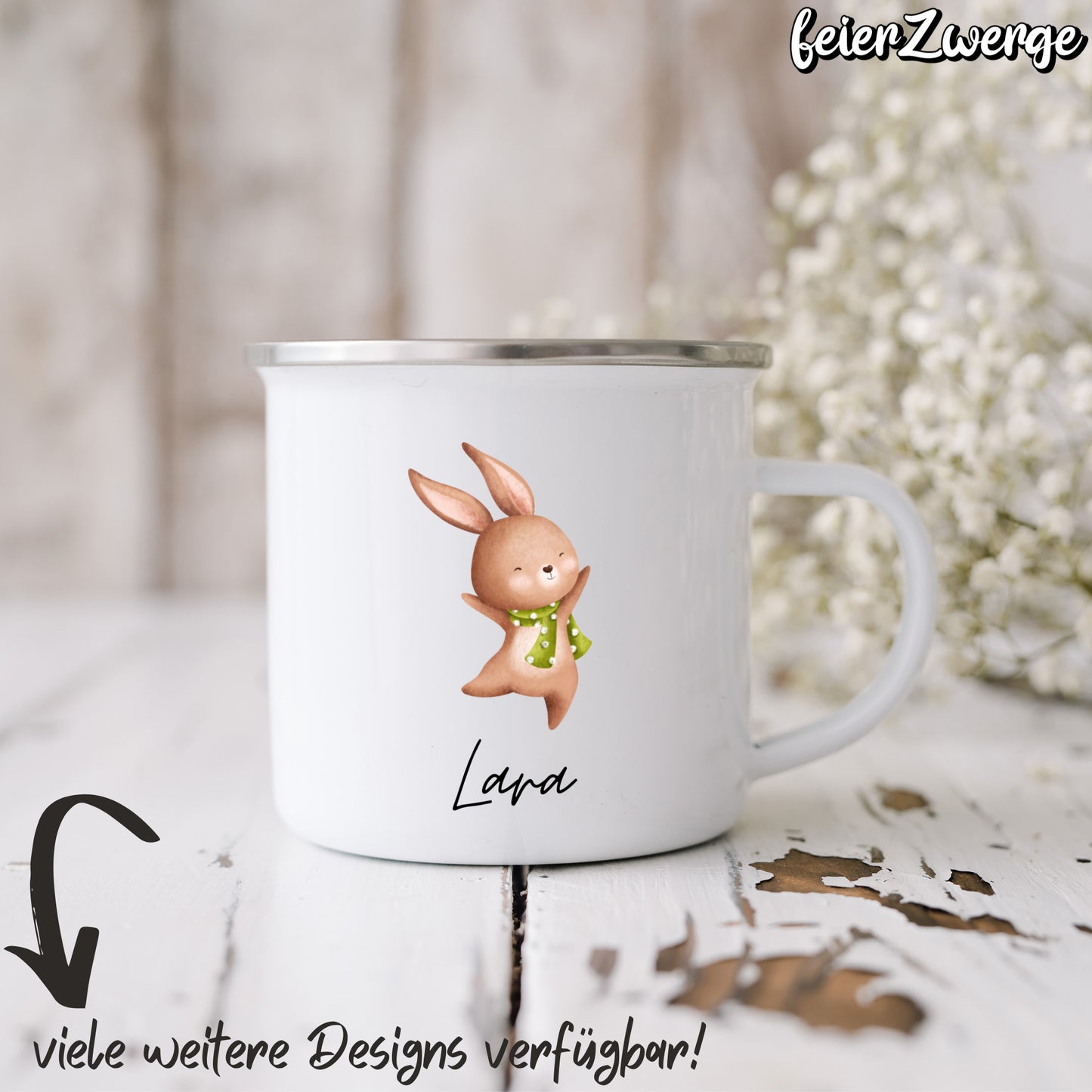Emaille Tasse Waldtiere niedlich