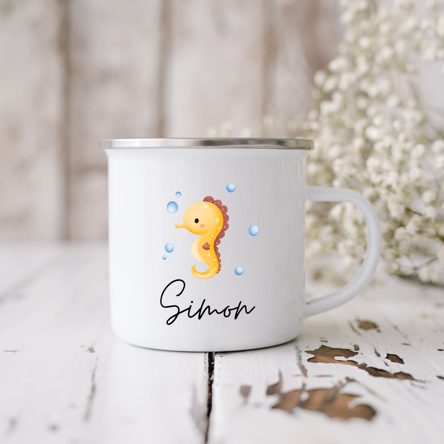 Emaille Tasse Wassertiere