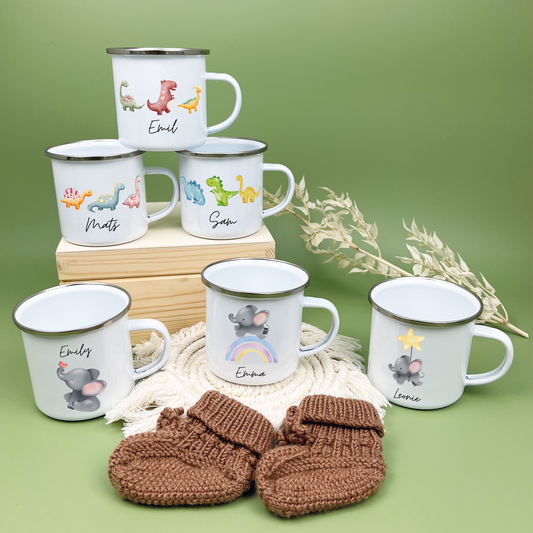 Emaille Tasse Dino Elefanten