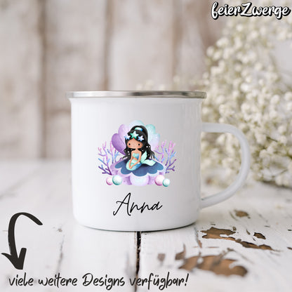 Emaille Tasse Meerjungfrauen