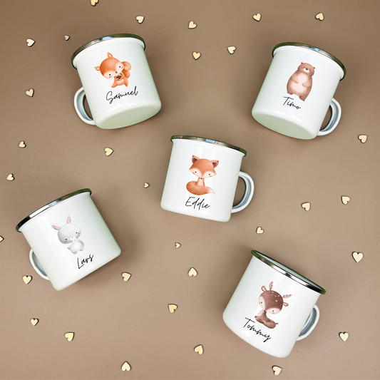 Emaille Tasse Waldtiere