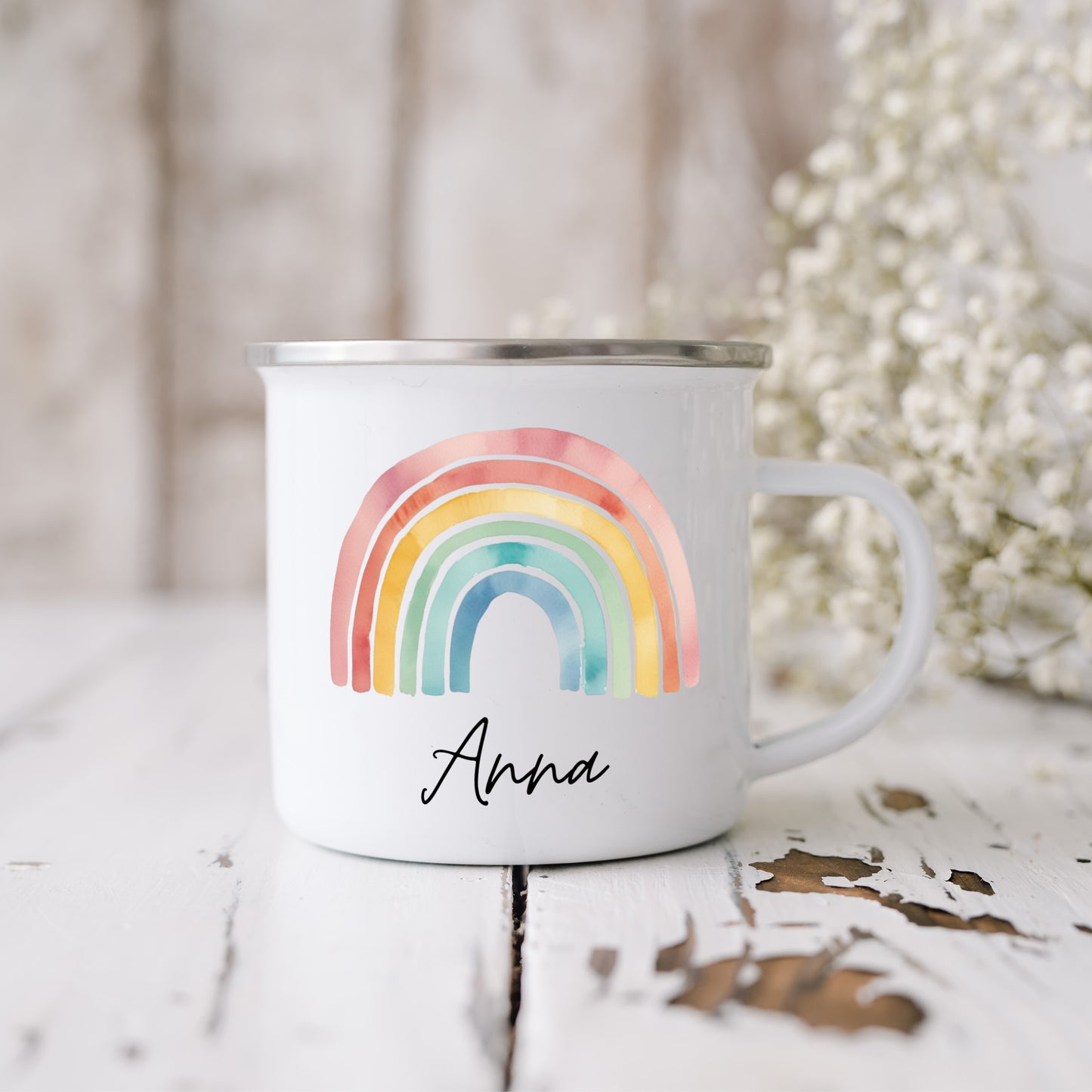 Emaille Tasse Regenbogen