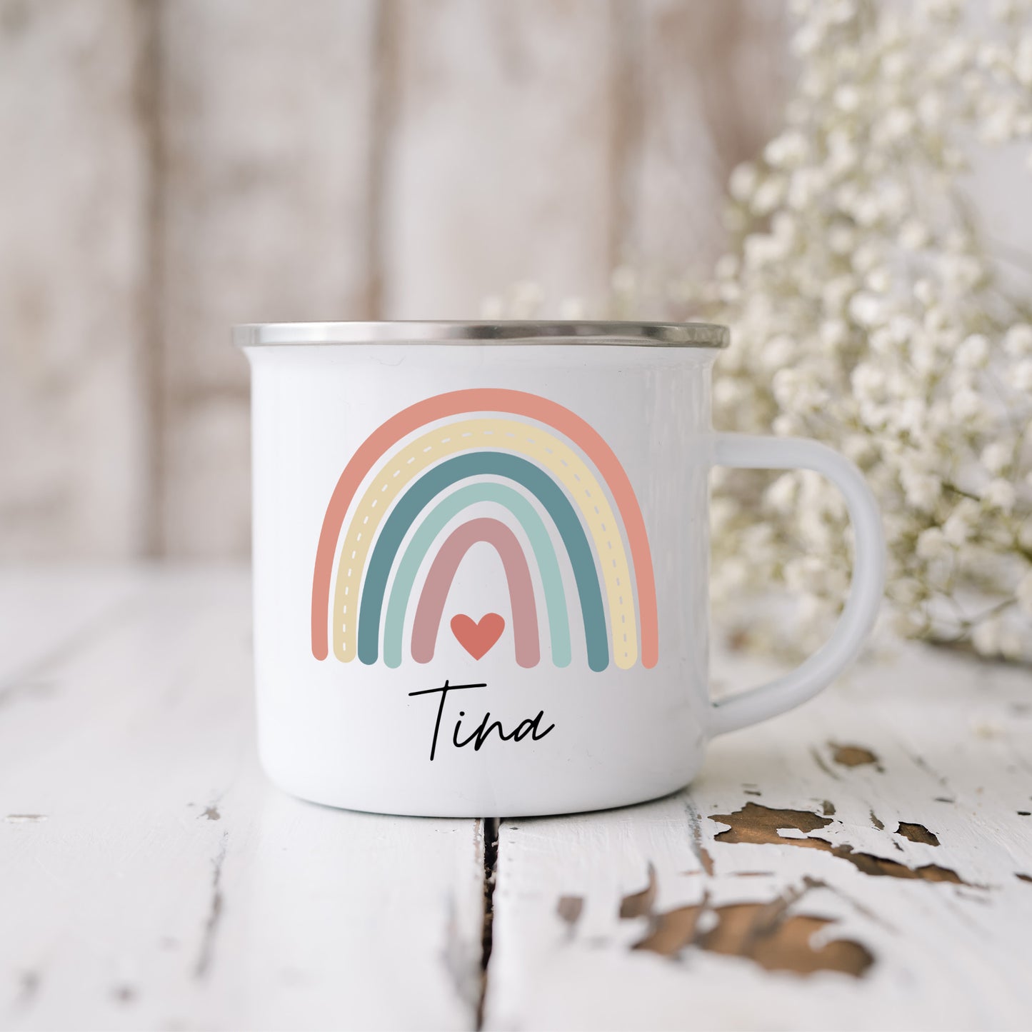 Emaille Tasse Regenbogen