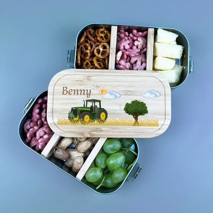 Brotdose Traktor Landschaft