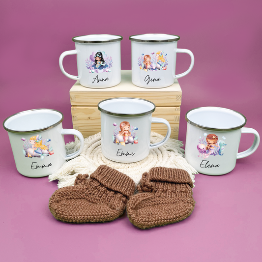 Emaille Tasse Meerjungfrauen