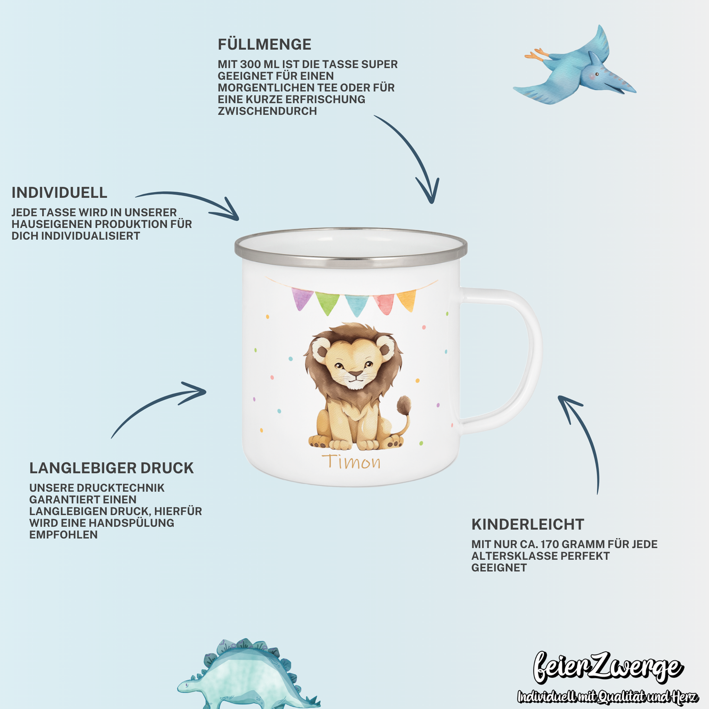 Emaille Tasse Pferde